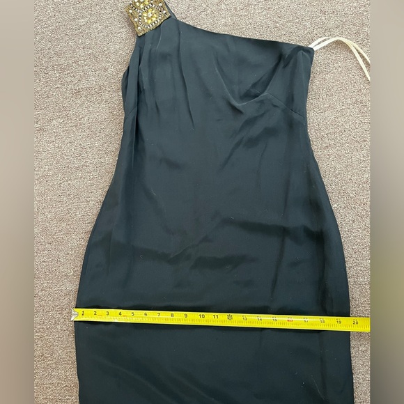 Marchesa Notte Formal one Shoulder Black Beaded Evening Gown Maxi Dress Size 8 - Picture 12 of 13